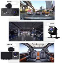 Kamera Dasbor 3 Saluran Depan dan Belakang, Kamera Depan 1080P untuk Mobil, Kamera Mobil dengan Perekaman Berulang Terintegrasi, Kamera Mobil Layar IPS 2 inci, Parkir 24 Jam, Kamera Dasbor Ganda (Tanpa Kartu SD) - Tiga Rekaman - View 7