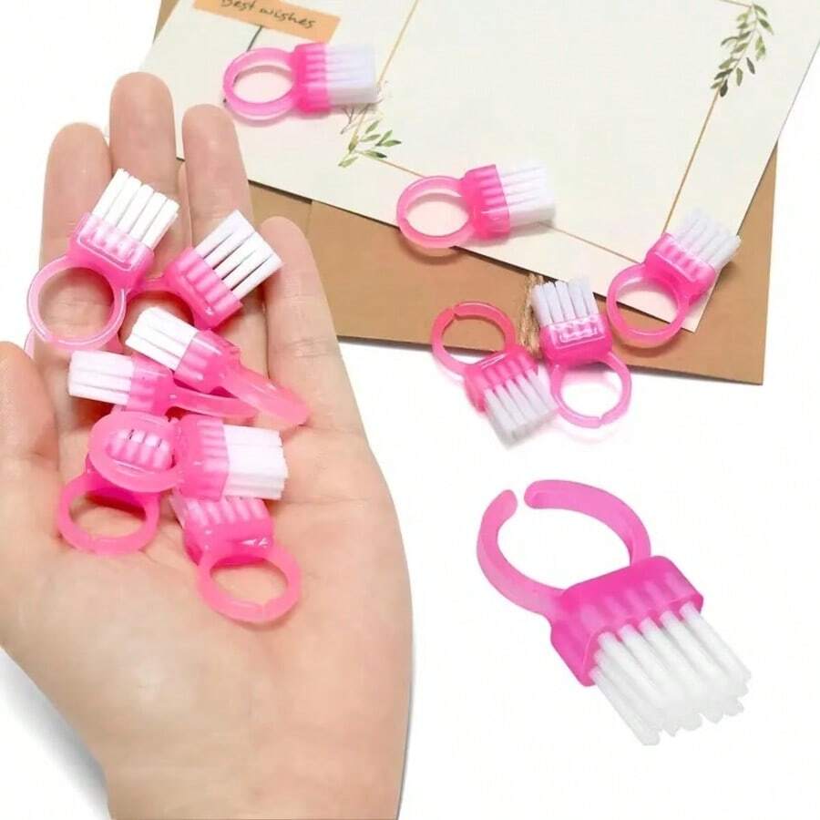20 Pieces / 40 Pieces / 80 Pieces In A Pack, Random Colors. Dopamine Practical Mini Finger Ring Dusting Brush, Finger Grip Type Brush, Nail Brush, Universal Tool, Small Brush. - Multicolor - View 1
