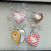 Hasbro 1PC Fashionable And Cute Cartoon Kity Cat Heart Mirror Keychain, A Unique Small Bag Accessory With A Sophisticated And Elegant Feel - A - View 3
