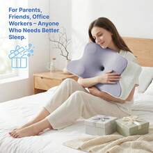 Neck Support Pillow, Ergonomic Comfortable Sleep Memory Foam Pillow, Suitable For Side, Back And Stomach Sleeping Positions, Hollow Design Memory Foam Bed Pillow - Grey - View 7