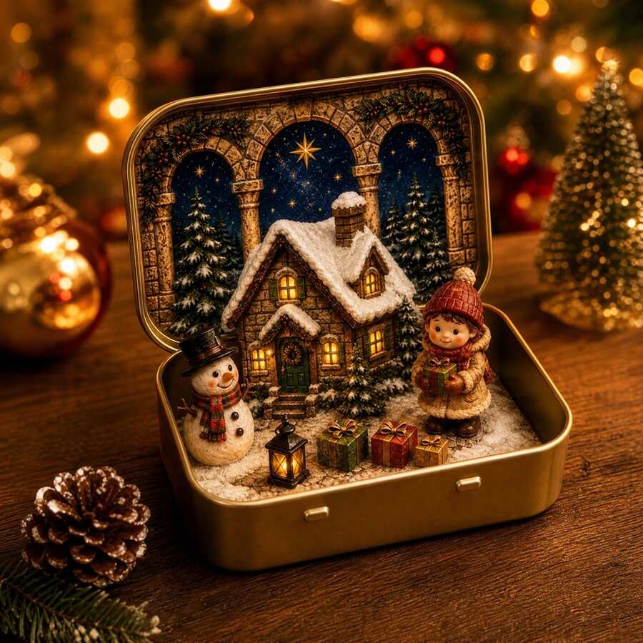 Conjunto de Navidad Miniatura, Figuritas pequeñas de la familia sagrada para decorar la Navidad, escena religiosa de Navidad para mesa, manto, estante y hogar - C - Ver 1
