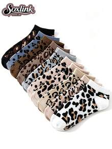5/8/10 Pasang Kaos Kaki Pendek Motif Leopard Wanita, Kaos Kaki Kasual Berpotongan Rendah, Kaos Kaki Tipis Vintage Serbaguna untuk Pelajar Musim Semi/Panas, Kaos Kaki Pendek Tak Terlihat yang Dipersonalisasi - MultiWarna - View 5