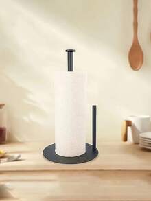 1Pc Modern Black Countertop Paper Towel Holder, Heavy Duty Metal Vertical Standing Tissue Rack With Stable Base, Freestanding Paper Roll Holder For Kitchen Counter - Tissue Holder - View 6