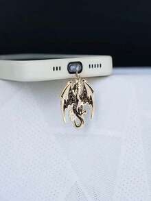 1pc Western Dragon Bird Shaped Dust Plug, Zinc Alloy Jewelry Pendant/Charm Accessory, Suitable For Lightning (5-14)/Type-C Interface - Multicolor - View 2
