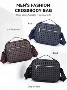 Men's Rivet PU Crossbody Bag, Fashion Forward Travel Camera Bag, 3 Colors Available, Gift For Boyfriend - Multicolor - View 4