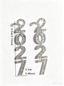 誇張小眾創意時尚 2027 新年獨特設計閃亮耳環 - 款式17 - 查看 4
