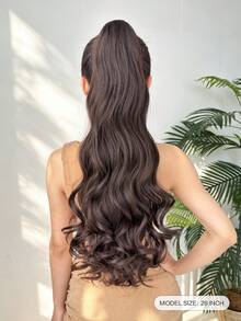 HEYPINK Claw-Shaped Ponytail Hair Extension, 26-28 Inch Brown Long Natural Wavy Curly, Heat-Resistant Fiber Synthetic Ponytail Wig, Suitable For Women's Daily Wear, Halloween - Brown - View 3