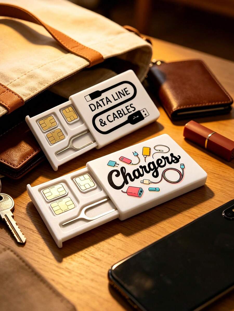 Travel SIM Card Holder, Portable SIM & SD Card Storage Organizer With Ejector Pin, Suitable For Storing Old Phones, Backup Phones, Smartwatches, Dashcam SD Cards. Exquisite Small Gift For Travel Enthusiasts, Can Be Placed In Wallet, Passport Holder, Backpack And Travel Suitcase, Multi-Country Travel Physical SIM Storage, Portable WiFi/Camera TF Card Storage, Backup SIM Card Keeper, Suitable For Travel, Office, Home Storage And Outdoor Scenarios. - View 1