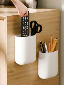 1pc Wall Mounted Storage Organizer, Bathroom Toothbrush Toothpaste Holder, Hanging Drain Storage Box, Detachable And Washable Design, Can Also Be Used As Desk Pen Holder, Multifunctional Wall Storage Container For Bathroom Vanity Home - Multicolor - View 11