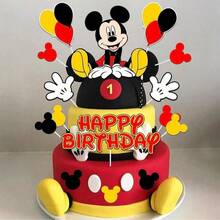 Mesuca Cartoon Mouse Theme MQMN Size Cake Topper Set, Dessert Decoration, Birthday Party Cake Decor, Cartoon Plug-In Set - Multicolor - View 8