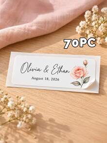 20/40/70pcs Personalized Customized Wedding Bubble Wand Stickers, Custom Floral Labels, Wedding Guest Favors, Bridal Shower Party Supplies - Multicolor - View 40