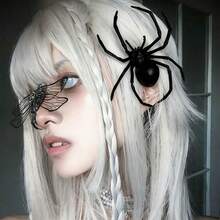 Halloween Realistic Large Spider Hair Clip, Black 3D Spider Shaped Side Clip, Dark Gothic Style, Cosplay Costume, Quirky Photo Prop Headpiece - Multicolor - View 2