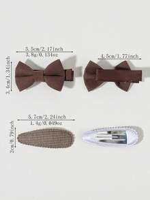 4pcs Macaron Solid Color Bow & Plaid Water Drop Clips, INS Style Side Bang Hair Accessories For Girls - Mixed color - View 7