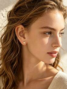 Artepollo 1Pair 925 Sterling Silver 14K Gold Plated Stud Earrings Cute Dinosaur Whale Pineapple Shell Unicorn Bow Ear Studs Girls Daily Jewelry, Gift Box Packed - Gold - View 8