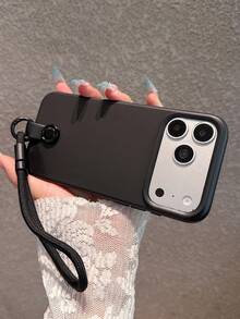Minimalist Dopamine Black Phone Case + Wrist Strap Compatible With IPhone 18 Pro Max/18 Pro/18/17 Pro Max/17 Pro/17 Air/17/16 Pro Max/16 Pro/16/16 Plus/15/15 Pro Max/15 Pro/15 Plus/11/12/13/14 Pro Max/11 Pro/11 Pro Max/12 Pro/12 Pro Max/13 Pro/13 Pro Max/14 Pro/14 Pro Max/14 Plus Soft Shell Creative Unisex - Black + Hand Strap - View 7