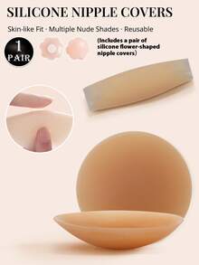 1 Pair Silicone Ultra-Thin Plus Size Nipple Covers, Plus Size Invisible Bra, Plus Size Lingerie, Plus Size Adhesive Bra, Strapless Bra - Multicolor - View 15