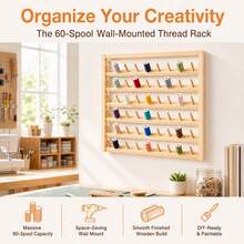 Wooden 60-Spool Thread Rack Wall Mounted Sewing Organizer - Brown - View 4