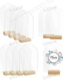 20pcs/10sets Transparent Arch Acrylic Cards With Base, Wedding Party Guest List Seating Cards, Blank Hexagon Acrylic Seat Signs, Suitable For Weddings, Banquets, Parties, Offices And Other Occasions - A - View 4