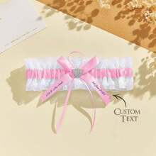 Customized Bride Name & Date Personalized Wedding Garter, Blue Lace Bridal Keepsake, Handmade Gift - Multi-color - Sock Strap - View 9