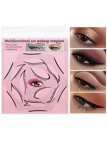 1pc Cat Eye/Asymmetrical/Rose Shaped Eye Makeup Stencil Card, Multi-Functional Eyeliner Eyeshadow Makeup Tool, Eye Brow Makeup Mold, Precise Outlining Easy To Use, Reusable, Suitable For Daily Eye Makeup And Beginners - Multicolor - View 2
