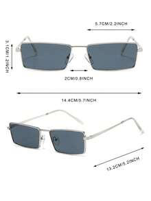 1 Pair Men's Silver Rectangular Minimalist Personalized Hong Kong Style Retro Street Fashion Glasses - Silver - View 4