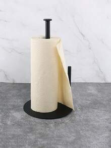 1Pc Modern Black Countertop Paper Towel Holder, Heavy Duty Metal Vertical Standing Tissue Rack With Stable Base, Freestanding Paper Roll Holder For Kitchen Counter - Tissue Holder - View 7