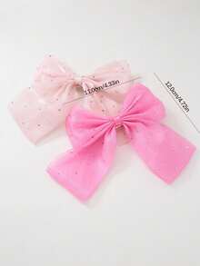 10/1pc Multi-Color Rhinestone Embellished Glossy Fabric Bow Hair Clips, Simple Side Bangs Clip, Sweet Versatile Duckbill Hair Accessory For Girls And Babies, Suitable For Daily Wear - Multicolor - View 7