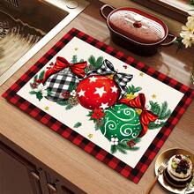 1pc Christmas Decorative Pattern Diatomaceous Earth Absorbent Mat, Kitchen Countertop Water-Absorbing Drying Pad, Coffee Machine Mat, Pour-Over Coffee Pot Mat, Dish Drainer Mat, Non-Slip Heat-Resistant Kitchen Mat, Table Mat, Breakfast Mat, Washing Machine Mat, Home Kitchen Dining Table Coffee Shop Bar Decorative Mat, Holiday Party Housewarming Gift - Multicolor - View 8