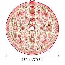 1pc Pink Nutcracker Soldier Pattern Christmas Tree Skirt, Elegant Color Holiday Decor, 5 Sizes, Unisex Holiday Gift, Suitable For Home And Party Christmas Home Decoration - Pink Nutcracker Soldier - View 13