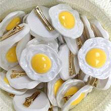 2pcs Resin Egg-Shaped Hair Clips, Cute Cartoon Style Duck-Billed Hair Clips, Casual Plastic Accessories, Halloween Novelty Fun, Suitable For Teenagers And Adults - Multicolor - View 1