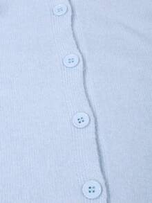 Women's Light Blue Cardigan Sweater, Round Neck Basic Style, Front Button Design, Comfortable Soft Medium Stretch, Suitable For Autumn And Winter Wear - Light Blue - View 4