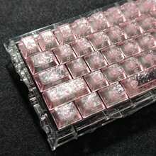 Pink Carbon Fiber Keycaps, Side-Printed Translucent, 132 Keys, Cherry Height - View 4