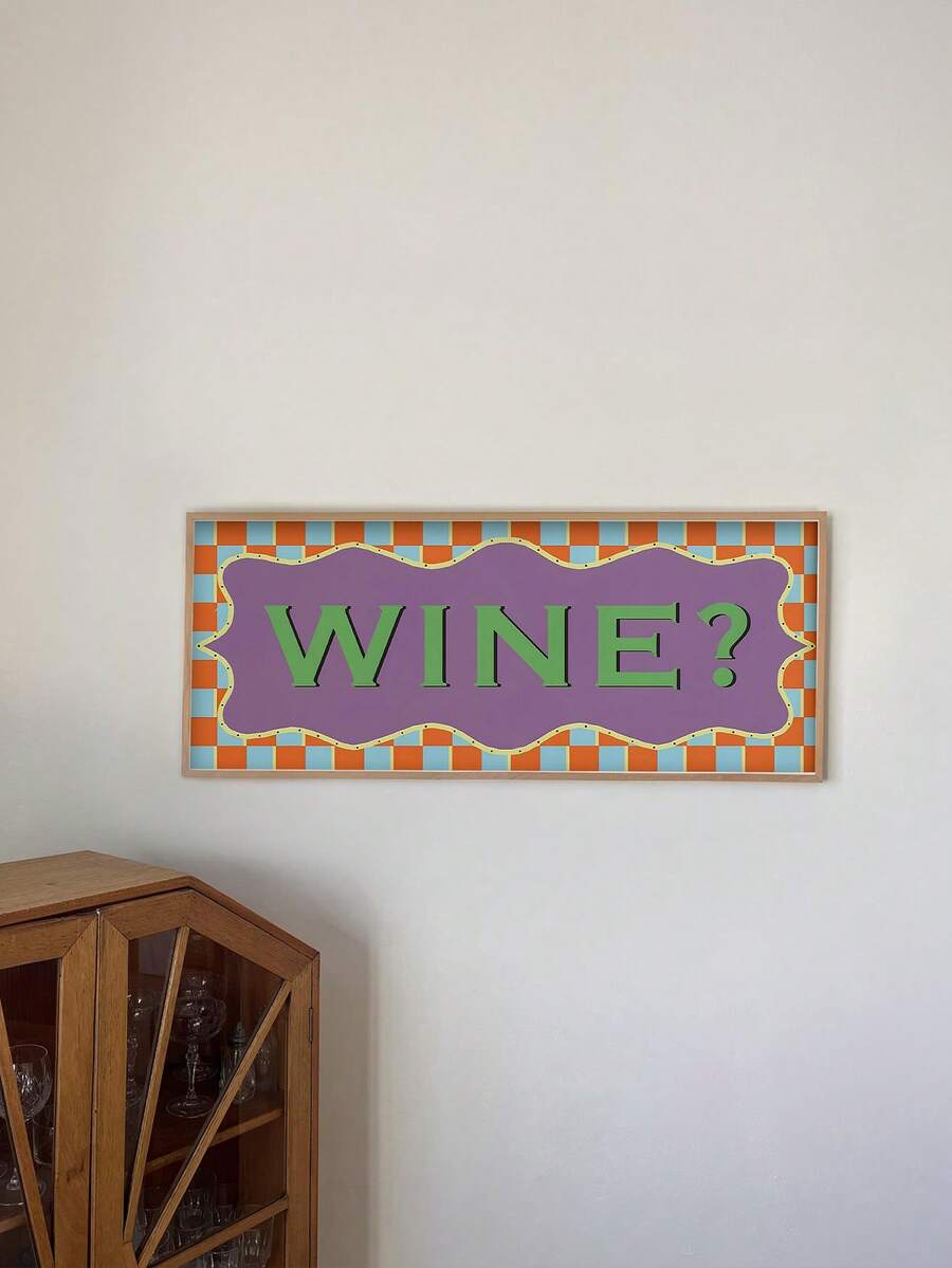 1pc Wine Theme Wall Decor Painting, Panoramic Kitchen Canvas Wall Art Poster, Optional Frame, Vintage Sign, Suitable For Room Home Decor, Kitchen Bar Decor, Maximalist Style, Wine Lover Gift, Restaurant Poster - 1pc - View 1