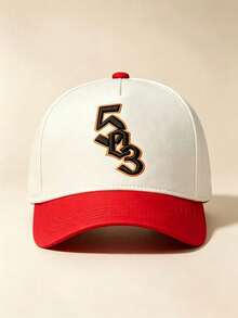 1PC Color Block Curved Brim Baseball Cap, 503 Number Embroidery Adjustable Unisex Hat For Daily, Street, Party & Travel - Multicolor - View 6