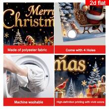 2D Flat Banner1pc Christmas Fence Banner, Christmas Party Decoration, Merry Christmas Decoration, Designed With Santa Claus And Reindeer, Polyester Fabric, Suitable For Christmas Themed Parties, Christmas Eve, Indoor/Outdoor, Yard, Window, Room Decor - A - View 8