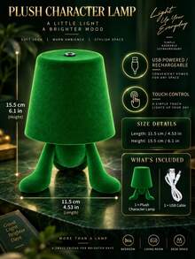 Adorable Character Night Light USB Rechargeable Touch Table Lamp 3 Color Modes Portable Bedside Lamp For Bedroom Desk Living Room Decor - Multi-color light - View 21