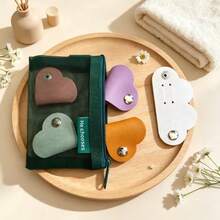 1pc Mixed Color Heart-Shaped Data Cable Storage Box, Earphone Cable Winder Storage Box, PU Leather Cable Organizer, Unisex Gift, Anti-Loss Cable Winder, Bohemian Style, Recommended 1-2 Cables Per Box - Multicolor - View 11