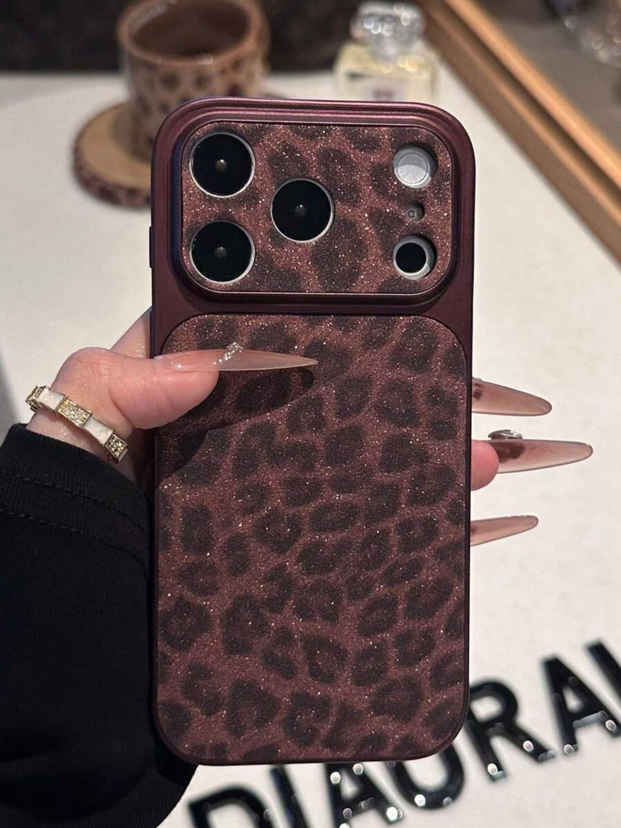 奢華亮片豹紋鏡頭保護手機殼，適用於 iPhone 18 Pro Max 17 Pro Max 16 15 14 Pro Max 13，時尚創意時尚後蓋