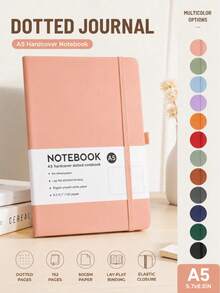 1pc A5 Hardcover Dot Grid Notebook (192 Pages Bullet Journal), With Elastic Band And Pen Holder, Portable Design, Suitable For Writing, Planning, Journaling, School, Office And Learning - A5 - View 2