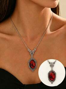 1pc Gothic Vintage Dark Subculture Magnifying Glass Pendant Necklace, Suitable For Women, Steampunk Victorian Style Monochrome Jewelry, Daily Accessory, Holiday Gift, Halloween Accessory (Please Check The Size Chart Before Purchasing) - Multicolor - View 4