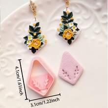 Asymmetrical Geometric Pattern Polymer Clay Cutting Molds, Arch, Asymmetrical Rectangle, Polygon, Water Drop Shaped Clay Cutting Molds, DIY Handmade Earring Pendant Brooch Making Tools, Compatible With Polymer Clay, 3D Printed, Clean Cut, Handmade Jewelry Floral DIY Craft Accessories - Geometric - View 17