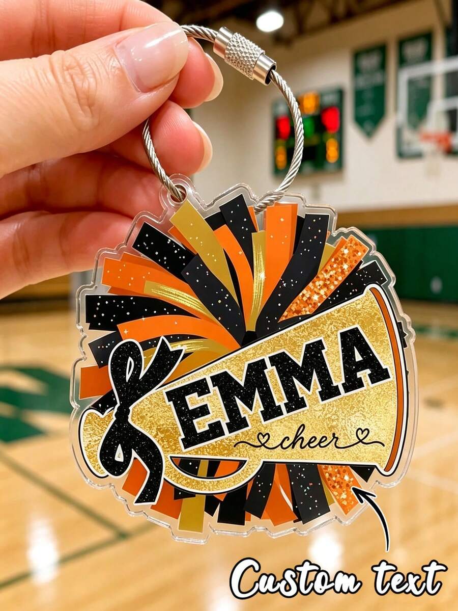 Customized Name Keychain, Personalized Luggage Tag - Backpack, Cheerleading Bag, Sports Team, School Spirit Gifts Customized Name Tag, Acrylic Material Luggage Tag, Personalized, Unique, Customized, Ideal Gift For Him, Ideal Gift For Her - Multicolor - View 1