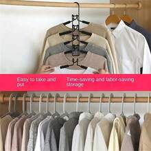 5 Packs Metal Thickened Space-Saving Hangers, 5-In-1 Multi-Layer Design, With Non-Slip Foam Pads, Suitable For Coats, Sweaters, Suits, And T-Shirts - Multicolor - View 4