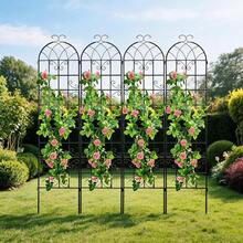 3/4 Pack 86.2x19.7in Metal Garden Trellis for Climbing Plants,Black Metal Garden Trellis for Vines Plant Rose Vegetable Support,Large Decorative Outdoor Trellis - 4 piezas - Ver 2