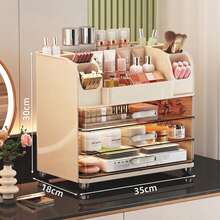 1pc Cosmetic Desktop Storage Box With Drawers, Premium Skincare, Mask, Lipstick Organizer, Large Capacity Cosmetics, Home Storage And Organization, Cosmetic Storage Box, Dressing Table Storage Box - Multicolor - View 16