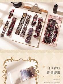 Halloween--A Beautiful Day Planner Sticker Pack--Gothic Dark Theme Lace Decorative Stickers Suitable For Halloween Planner, Gift Decoration - Rectangle - View 10