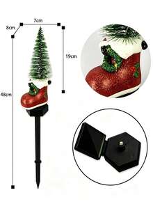1 buah Lampu Taman Tenaga Surya Bentuk Sepatu Santa Merah, Lampu Halaman Bentuk Patung Pohon Natal Kecil, Lampu Lanskap Tahan Air untuk Dekorasi Halaman Pesta Natal di Luar Ruangan - beraneka warna - View 11
