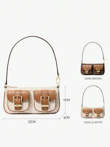 Michael Kors 女款 MK Zoe 小號荔枝紋單肩包，經典復古手提包，時尚拉鍊波希米亞風格購物派對包 - 米棕色 - 查看 5
