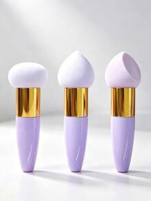 Makeup Sponge Set With Handle, Multi-Functional Powder Puff, Teardrop And Round Shapes, Suitable For Foundation, Concealer, Blush, Soft Makeup Application Tool, Suitable For Women And Girls - Multicolor - View 9