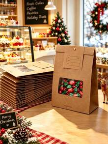 6pcs/12pcs/24pcs Xmas Holiday Window Stand-Up Paper Gift Bags, Visible Window Design For Candy Cookies Party Favor Pouches - View 8